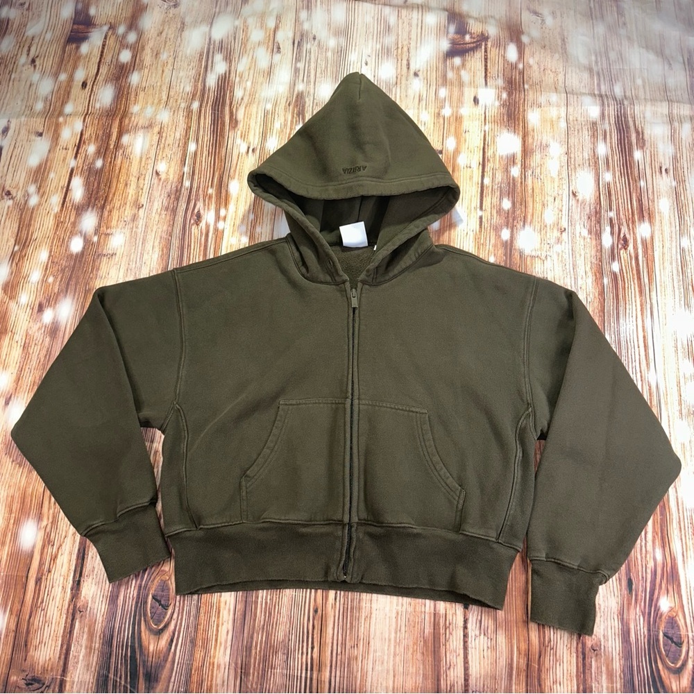 ARITZIA BOYFRIEND FIT SWEATFLEECE COZY FLEECE HOODIE OLIVE GREEN SIZE SMALL - Picture 13 of 16